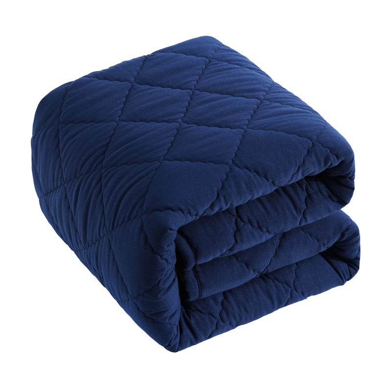 BEDSUM 100% Brushed Microfiber Down Alternative Toddler Comforter, Ultra Soft Lightweight and Warm Breathable Crib Quilted Blanket for Nursery Stroller Bed, 39x47 Inches, Navy Blue - Image 1